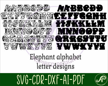 Elephant alphabet letter set. 45 letter options