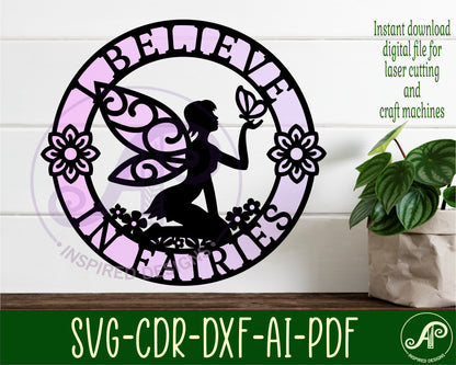 I believe in fairies wall sign design SVG / DXF / AI / PDF / CDR