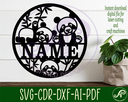 Pandas name wall sign. SVG / DXF / AI / PDF / CDR