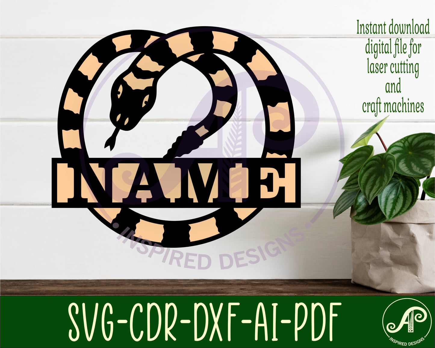 Snake shape name sign SVG / DXF / AI / PDF / CDR