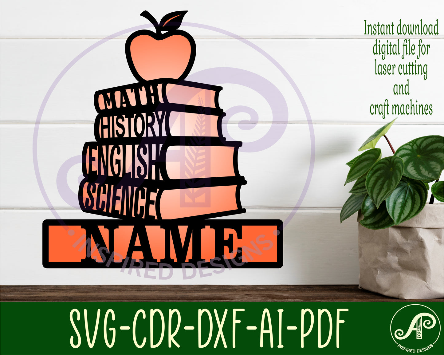 Teacher design shape name sign SVG / DXF / AI / PDF / CDR