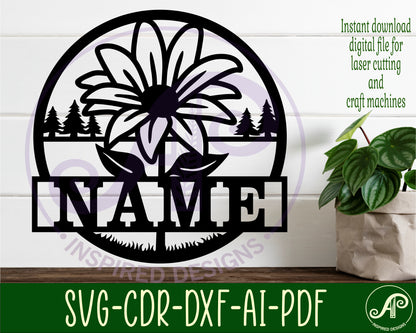 Flower name wall sign. SVG / DXF / AI / PDF / CDR