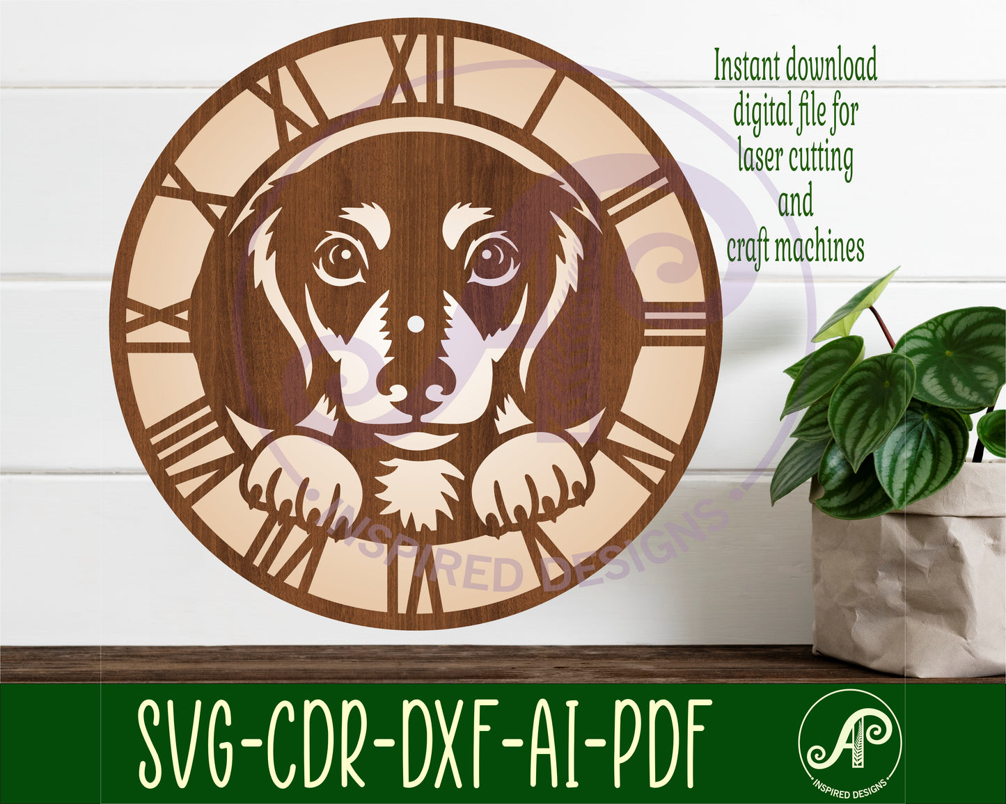 Dachshund dog wall clock template designs