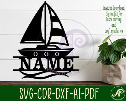 Sailing boat name sign SVG / DXF / AI / PDF / CDR