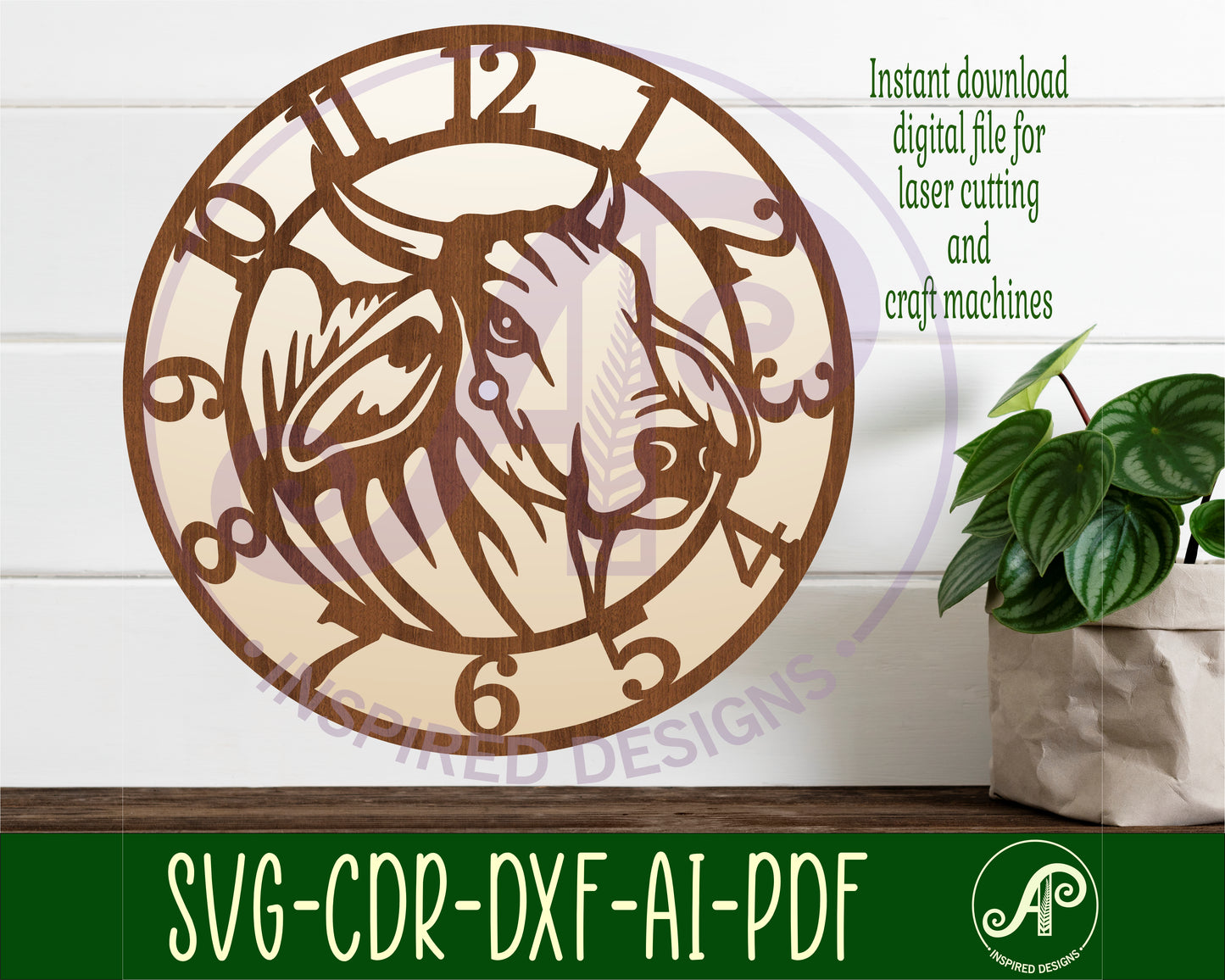 Brahma Bull head clock template design