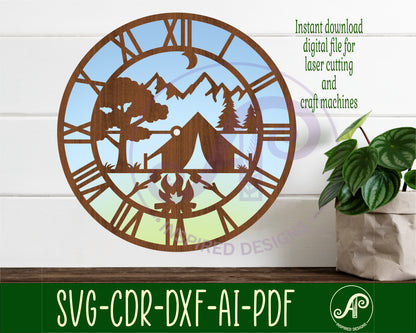 Camping wall clock template designs