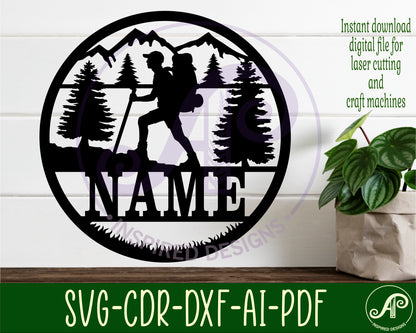 Hiker male  name wall sign. SVG / DXF / AI / PDF / CDR