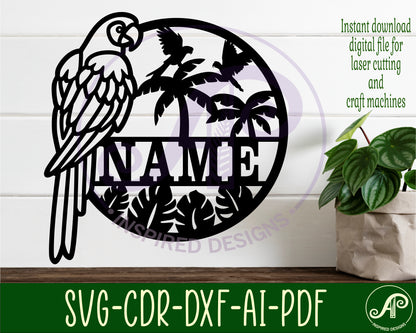 Parrot name wall sign. SVG / DXF / AI / PDF / CDR