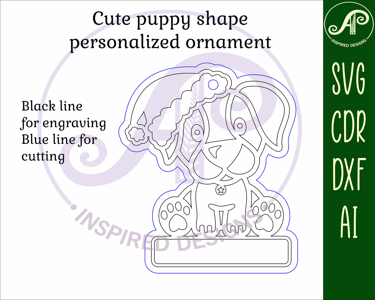 Cute puppy engraved ornament design SVG / DXF / AI