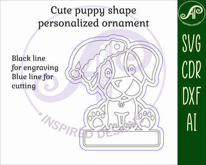 Cute puppy engraved ornament design SVG / DXF / AI