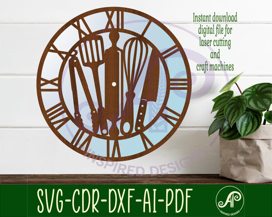 Kitchen tools wall clock template designs