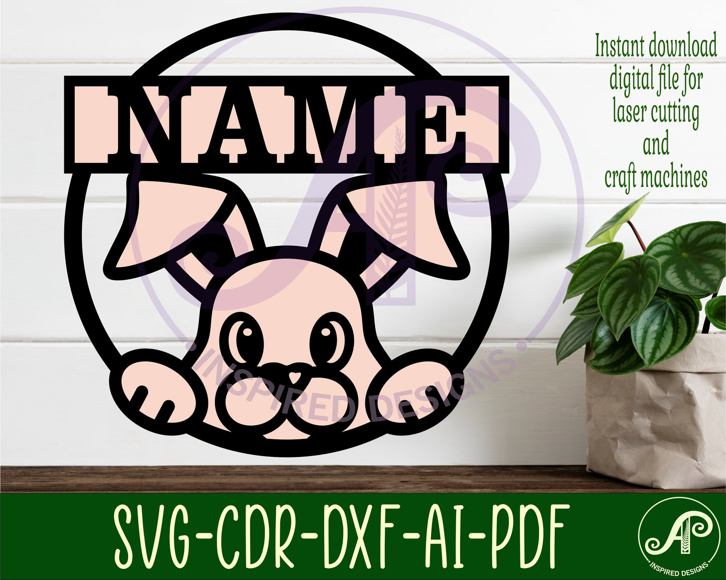 Bunny name wall sign. SVG / DXF / AI / PDF / CDR