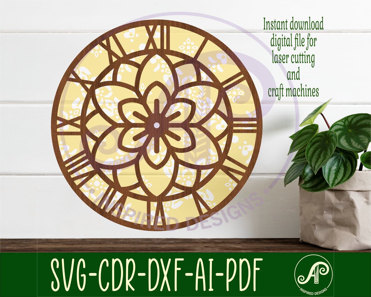 Geometric pattern clock template design 1