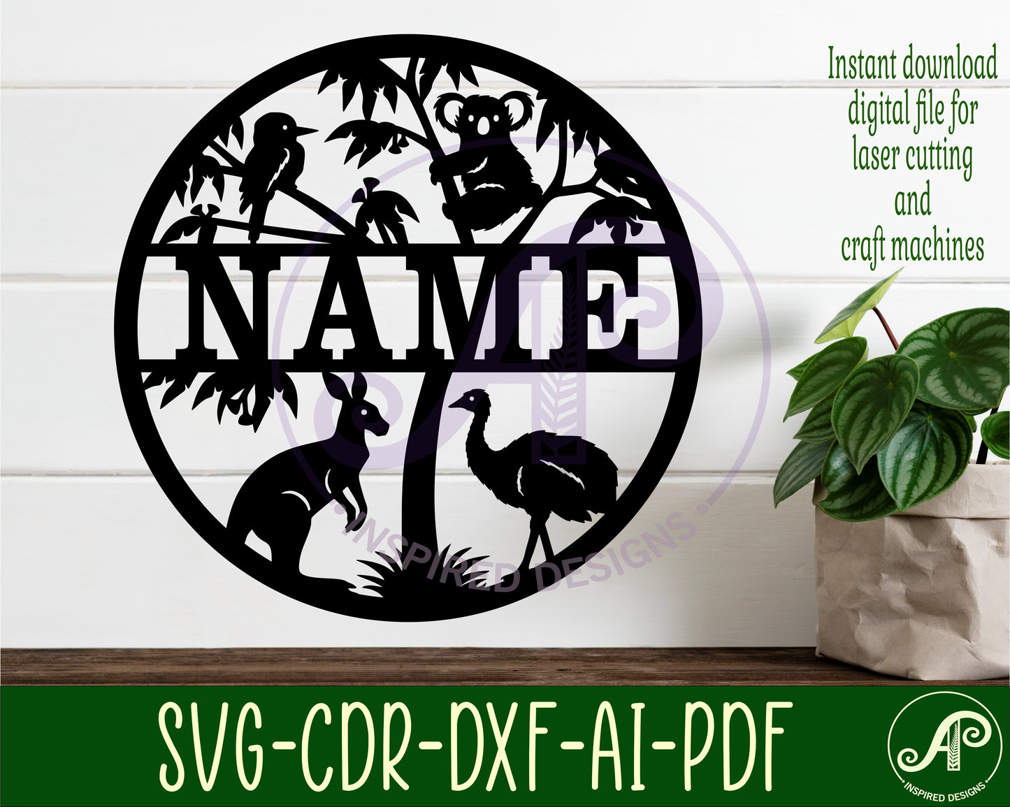 Australian name wall sign. SVG / DXF / AI / PDF / CDR