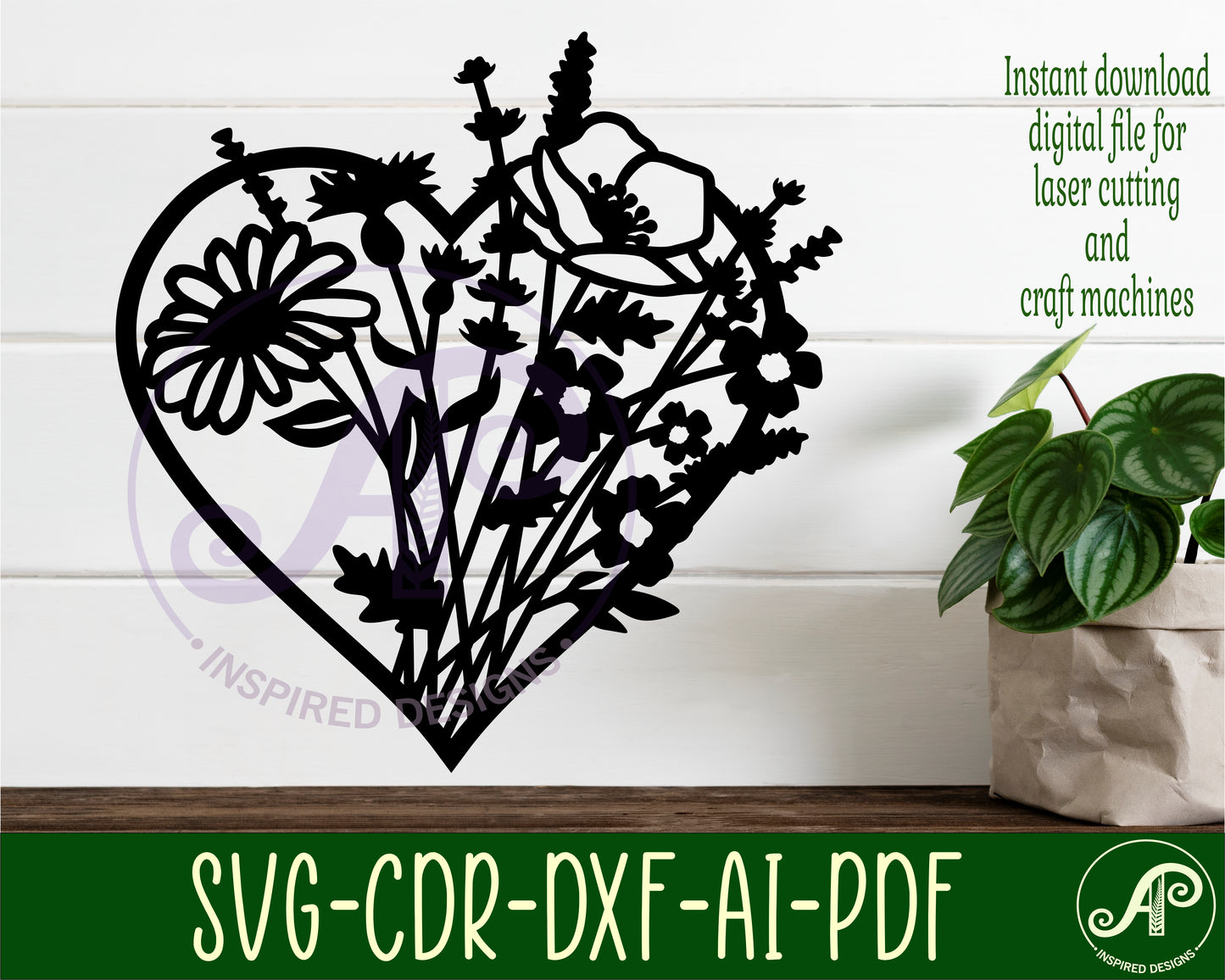 Wild flowers wall sign design SVG / DXF / AI / PDF / CDR