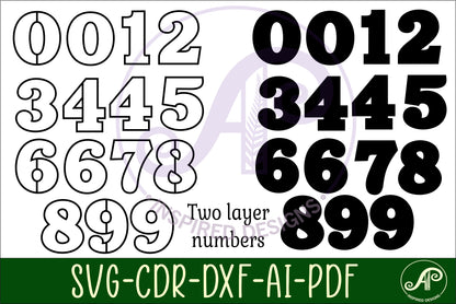 Plain number set. two layer design (linked and not linked)