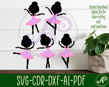 Little ballerinas designs, 5 silhouette shapes