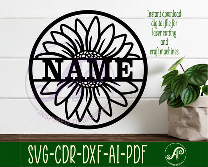 Real daisy name wall sign. SVG / DXF / AI / PDF / CDR