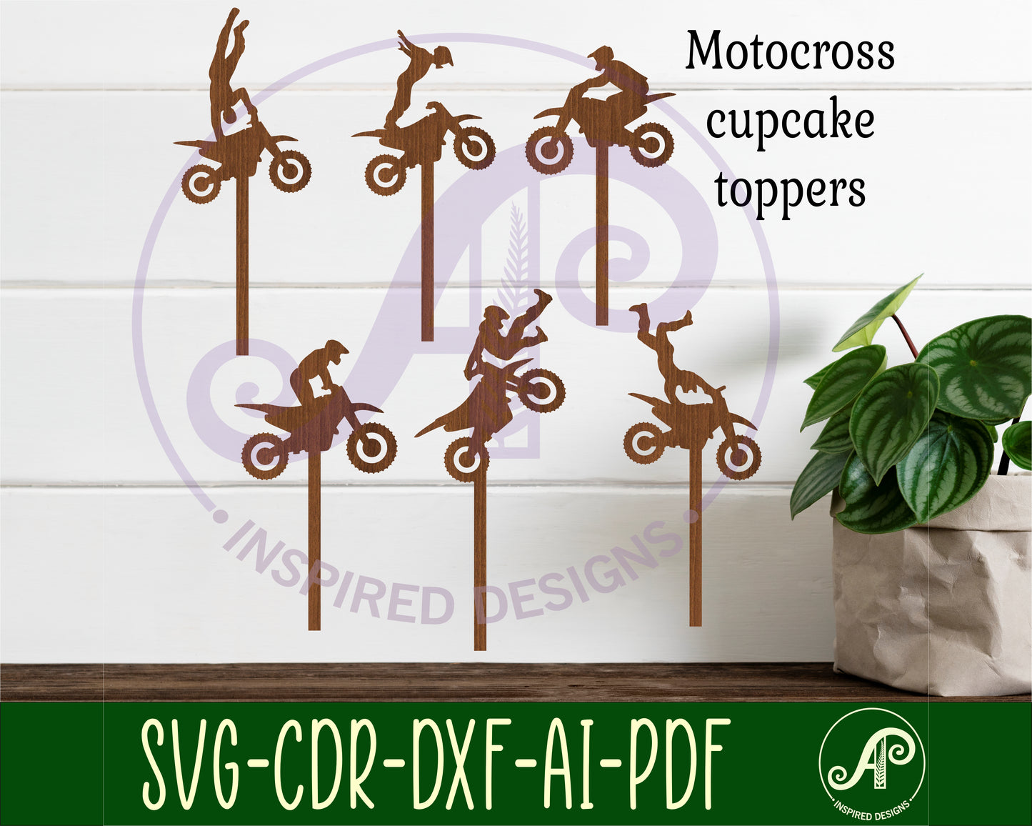 Motocross cupcake topper design SVG / DXF / AI / PDF / CDR