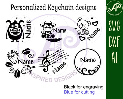 Round tag designs set 1 SVG / DXF / AI