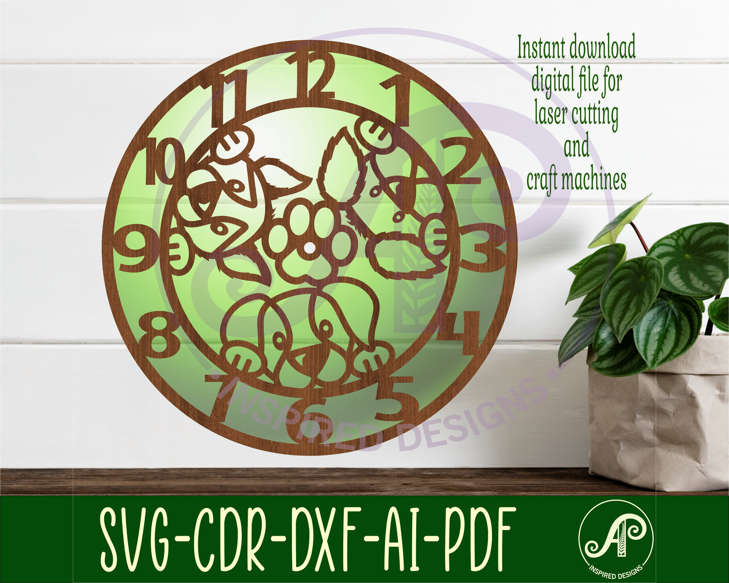 Dogs clock template design