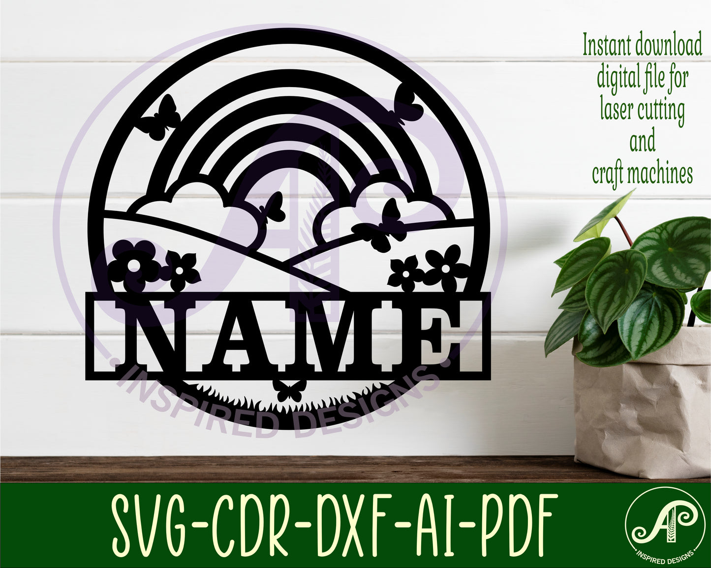 Rainbow name wall sign. SVG / DXF / AI / PDF / CDR