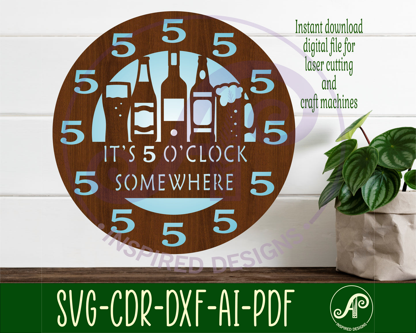 5 o'clock somewhere wall clock template designs