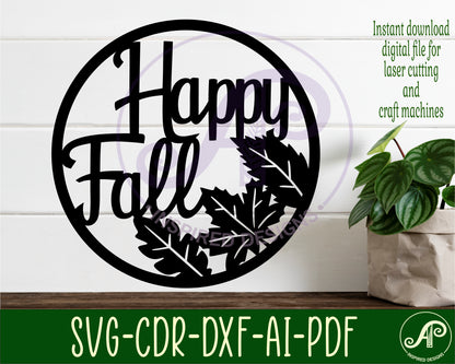 Happy fall wall sign design SVG / DXF / AI / PDF / CDR