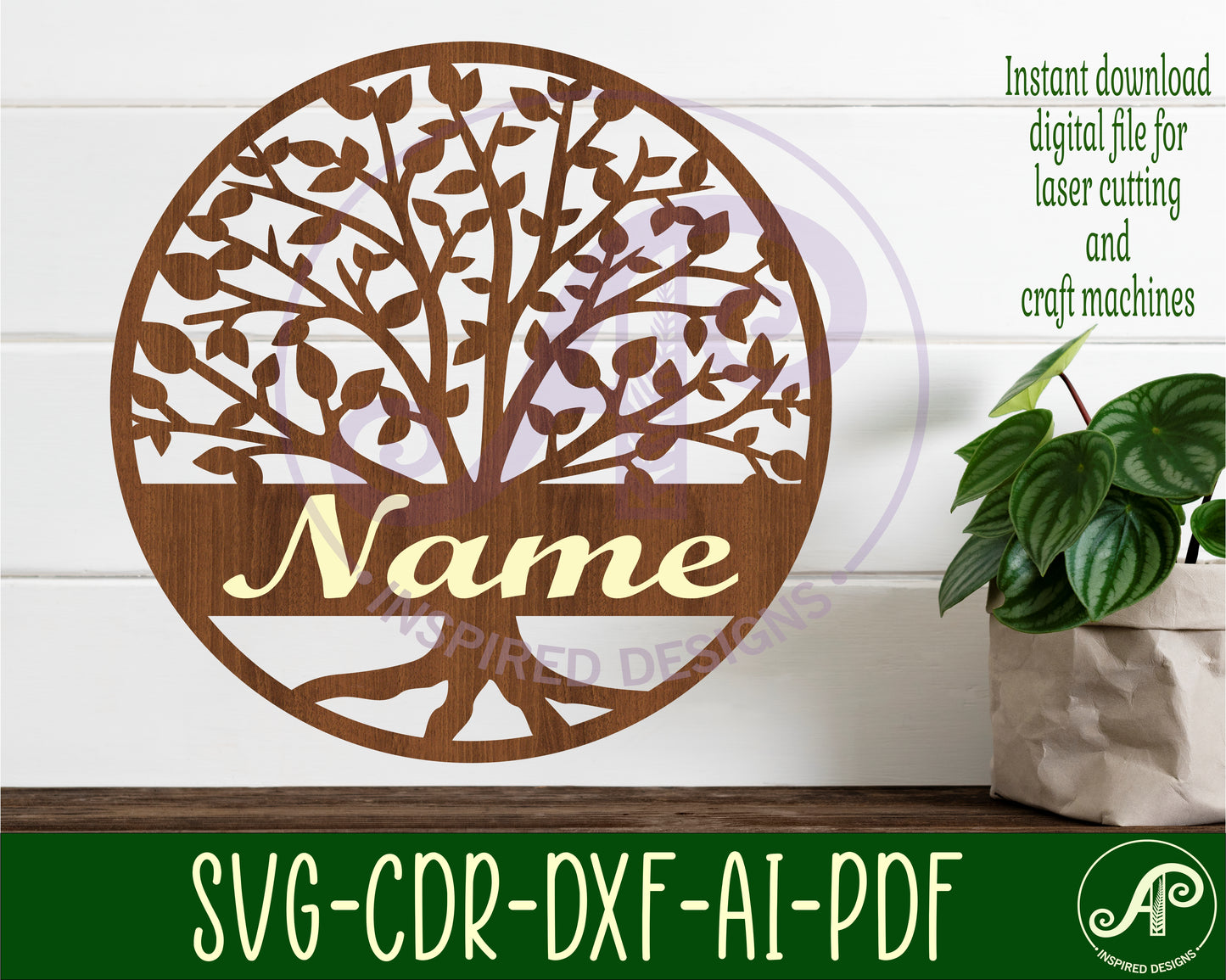 Family tree name wall sign. SVG / DXF / AI / PDF / CDR