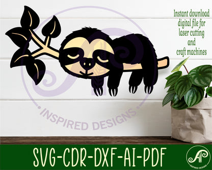 Sloth on a branch wall sign design SVG / DXF / AI / PDF / CDR