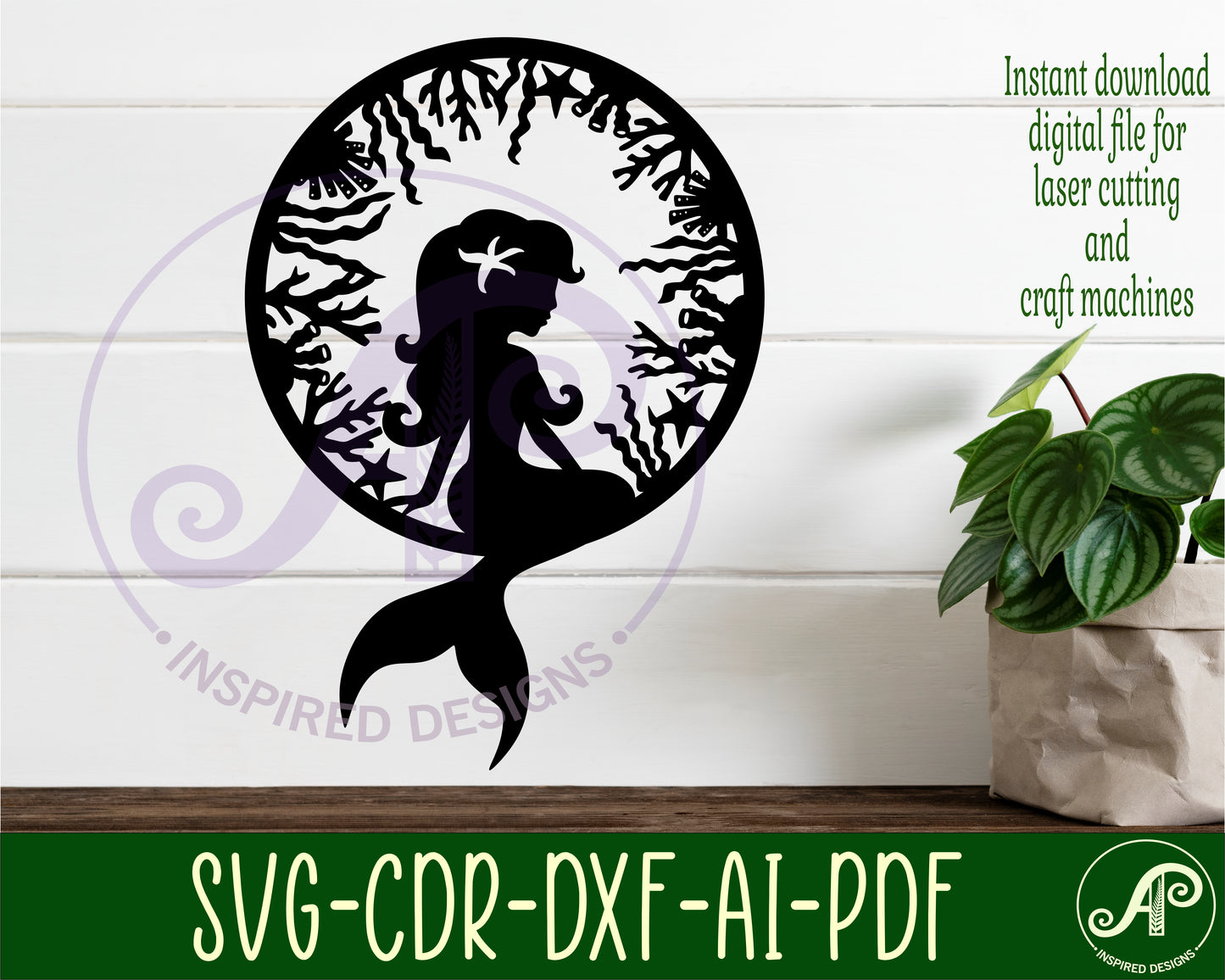 Mermaid wall sign design SVG / DXF / AI / PDF / CDR