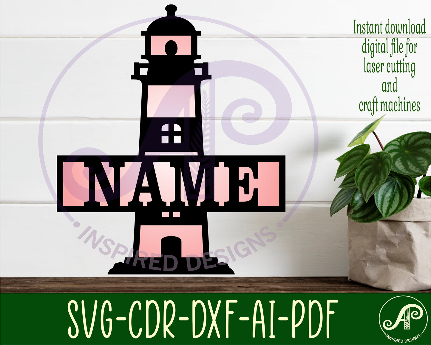 Lighthouse design shape name sign SVG / DXF / AI / PDF / CDR