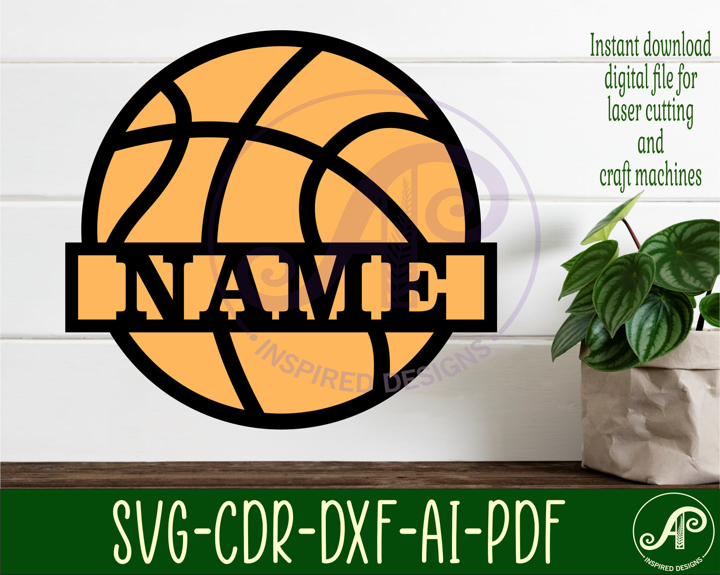 Basketball shape name sign SVG / DXF / AI / PDF / CDR