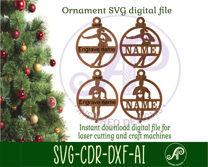 Rugby player Christmas Ornament SVG laser cut files