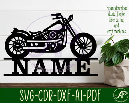 Motorcycle shape name sign SVG / DXF / AI / PDF / CDR