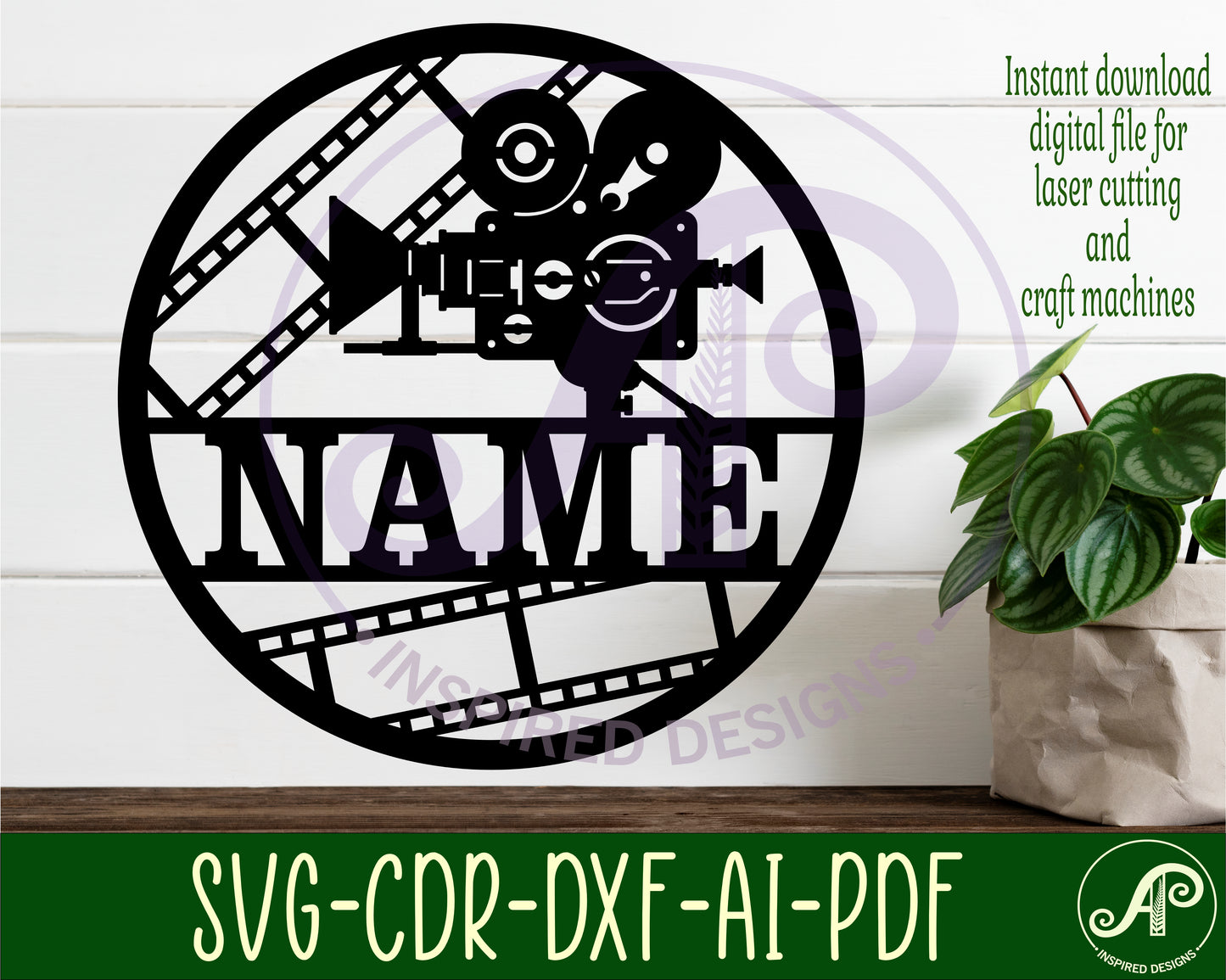 Movie themed name wall sign. SVG / DXF / AI / PDF / CDR