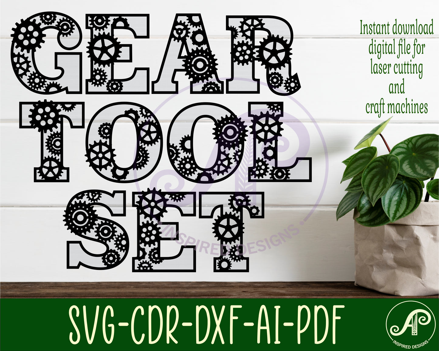 Gears alphabet letter set. 47 letter options