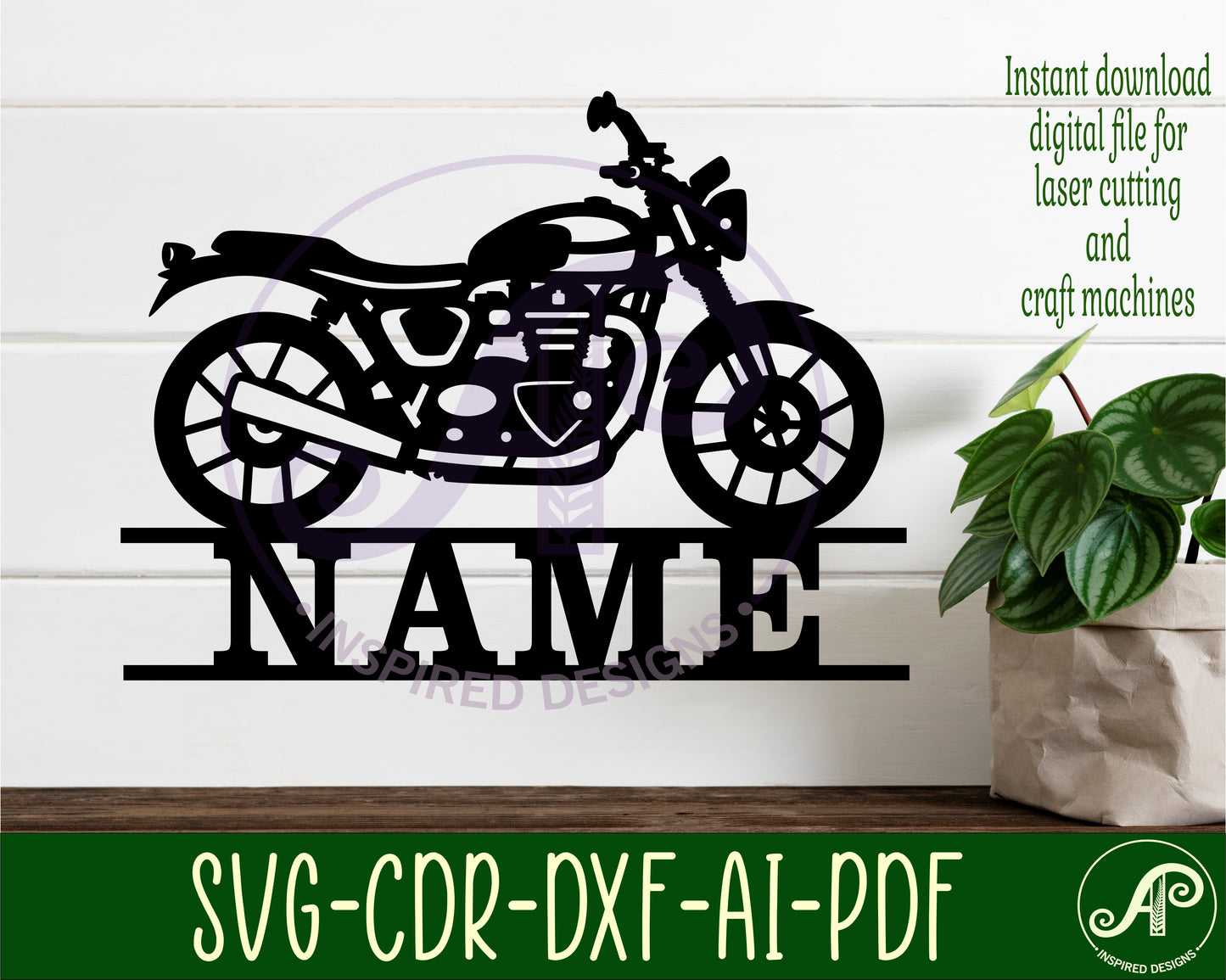 Motorbike shape name sign SVG / DXF / AI / PDF / CDR