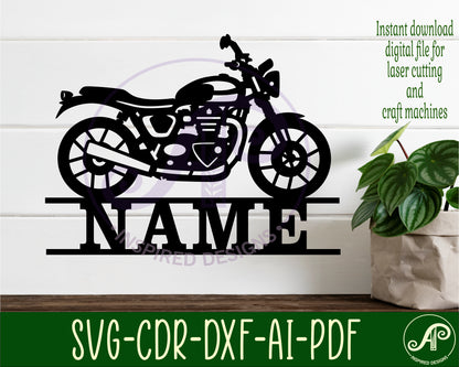 Motorbike shape name sign SVG / DXF / AI / PDF / CDR