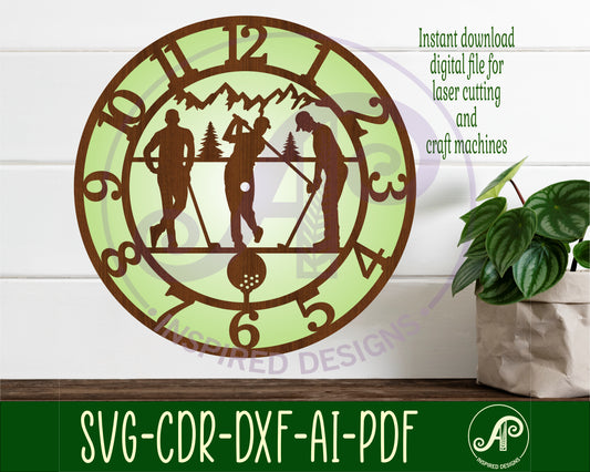 Golfers wall clock template designs