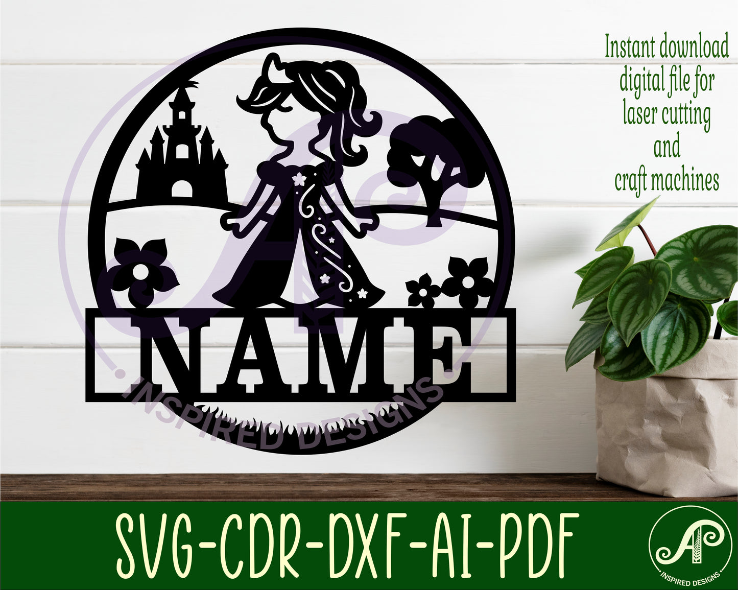 Princess name wall sign. SVG / DXF / AI / PDF / CDR