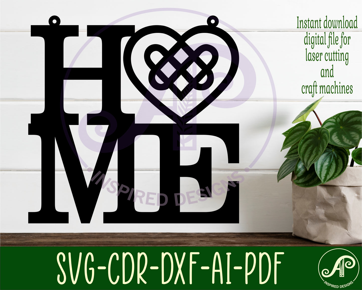 Home with celtic heart  wall sign design SVG / DXF / AI / PDF / CDR