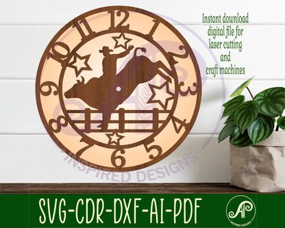 Bull rider clock template design