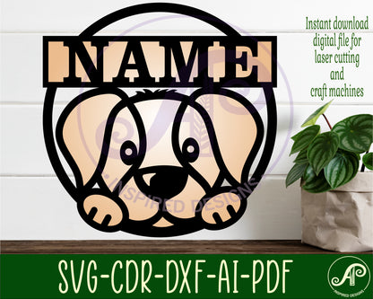 Dog single name wall sign. SVG / DXF / AI / PDF / CDR