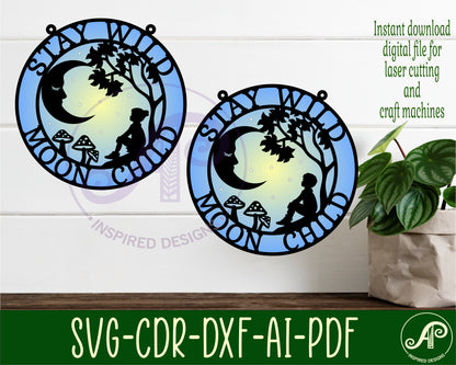 Stay wild moon child wall sign design SVG / DXF / AI / PDF / CDR