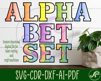 Plain alphabet letter set. 26 letter options (linked and not linked)