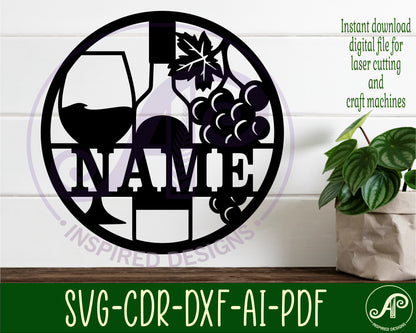 Wine name wall sign. SVG / DXF / AI / PDF / CDR