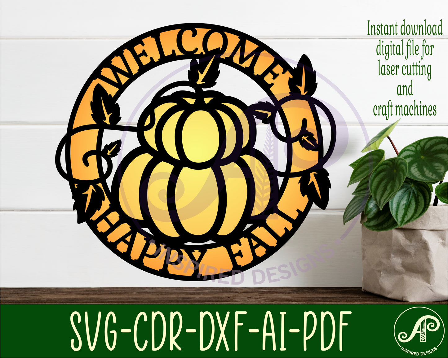 Welcome, happy fall wall sign design SVG / DXF / AI / PDF / CDR