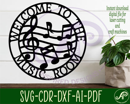 Music room wall sign design SVG / DXF / AI / PDF / CDR