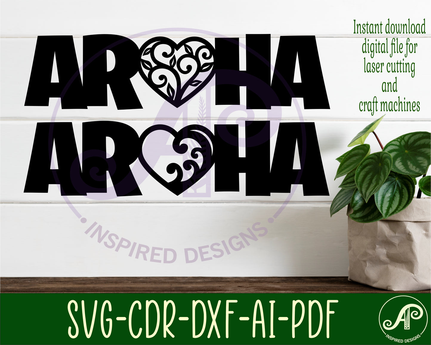 Aroha NZ wall sign design SVG / DXF / AI / PDF / CDR